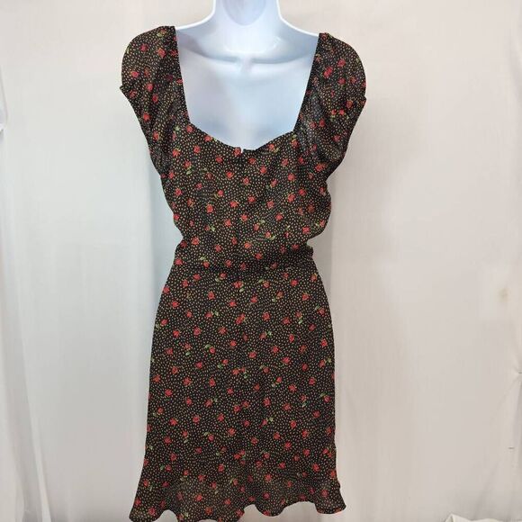Lulus Size S Finding Romance Black Multi Print Pleated Mini Dress T - Picture 6 of 12